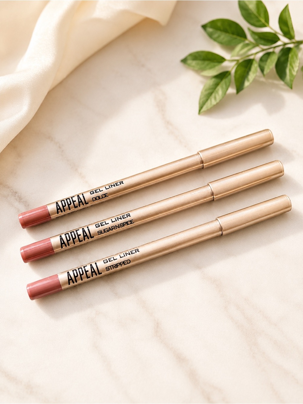 APPEAL Gel Lip Liner Trio Set NUDE Dolce, Sugar N Spice & Stripped Long-Wear NEW